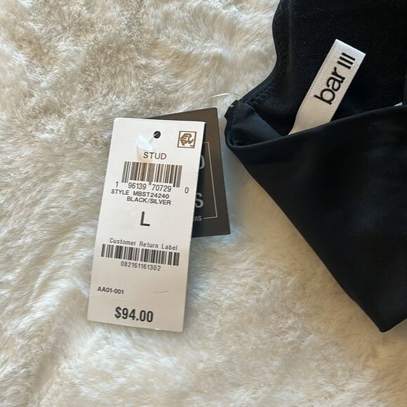 New! Bar III Tell Me About It Stud One-Piece Swimsuit Black Size Large - Picture 11 of 12